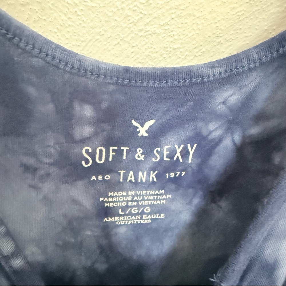 American Eagle Outfitters Soft & Sexy Navy Tie-Dye Lace Up Camisole - Picture 8 of 8